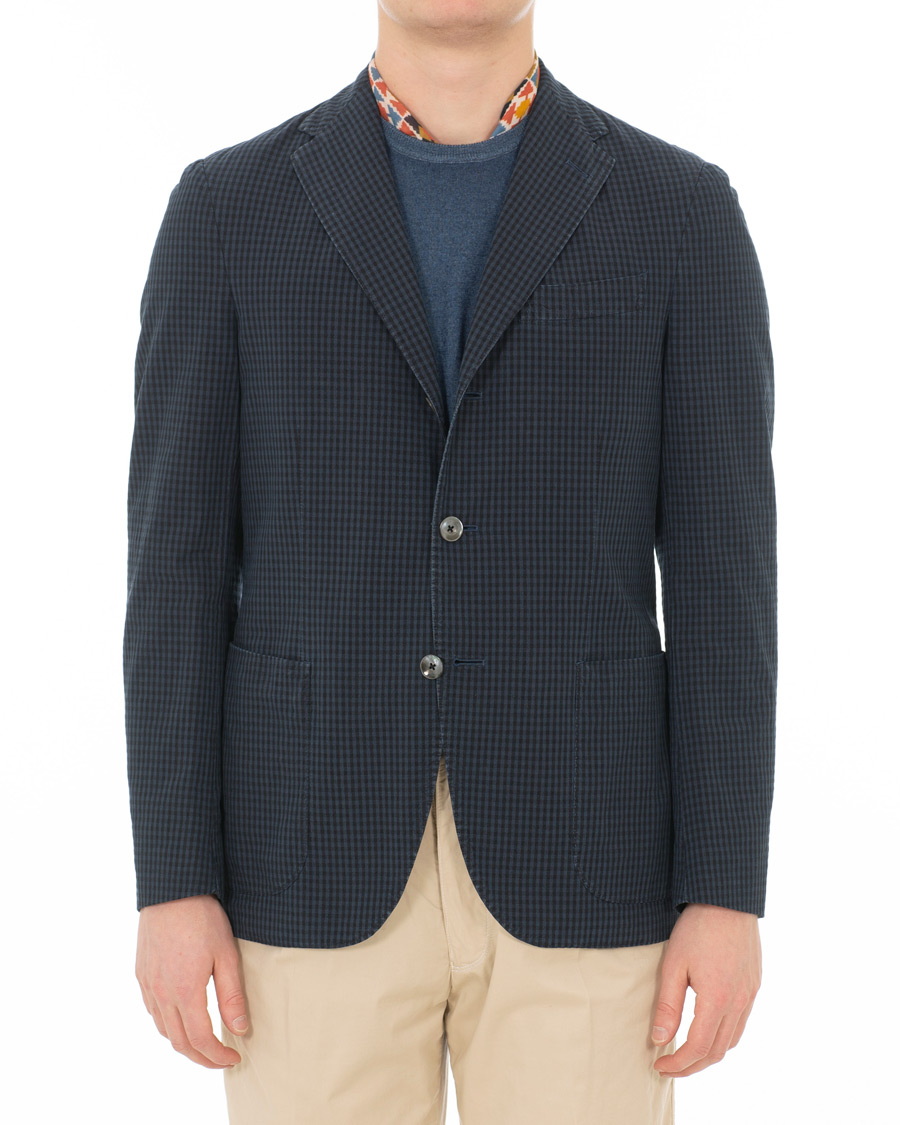 Herr | Kavajer | The Gigi | Art Tonal Micro Check Blazer Dark Blue
