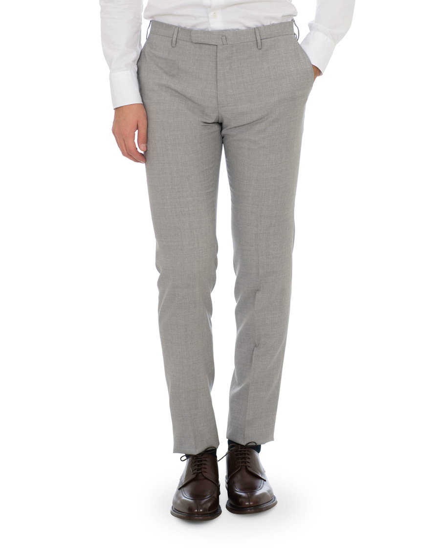 Herr | Byxor | Incotex | Slim Fit Super 100's Wool Trousers Light Grey