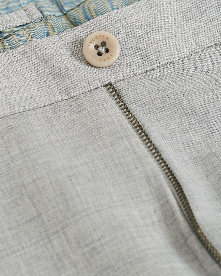 Herr | Byxor | Incotex | Slim Fit Super 100's Wool Trousers Light Grey