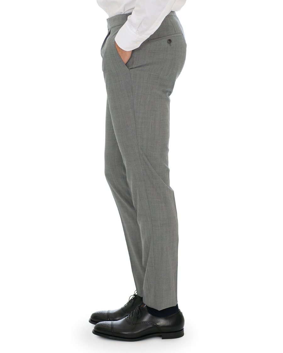 Herr | Byxor | Incotex | Slim Fit Pleated Super 130's Wool Trousers Light Grey