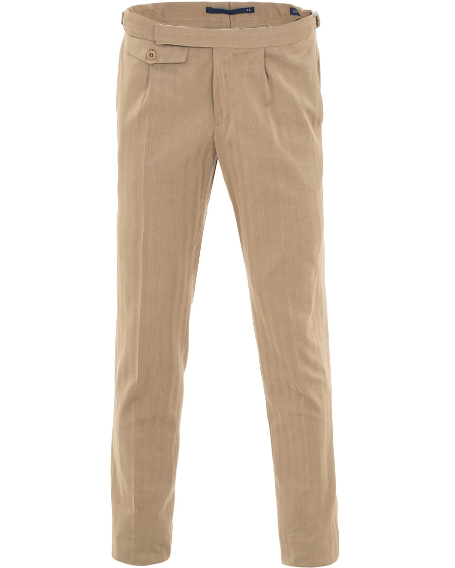 Herr | Byxor | Incotex | Solaro High Waist Side Adjuster Pleated Chino Tobacco