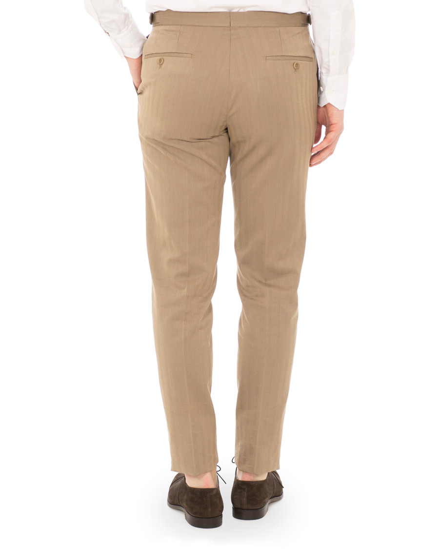 Herr | Byxor | Incotex | Solaro High Waist Side Adjuster Pleated Chino Tobacco