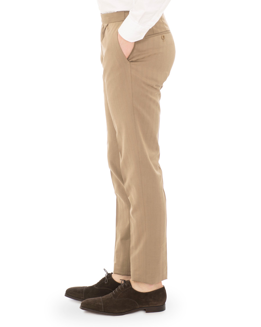 Herr | Byxor | Incotex | Solaro High Waist Side Adjuster Pleated Chino Tobacco