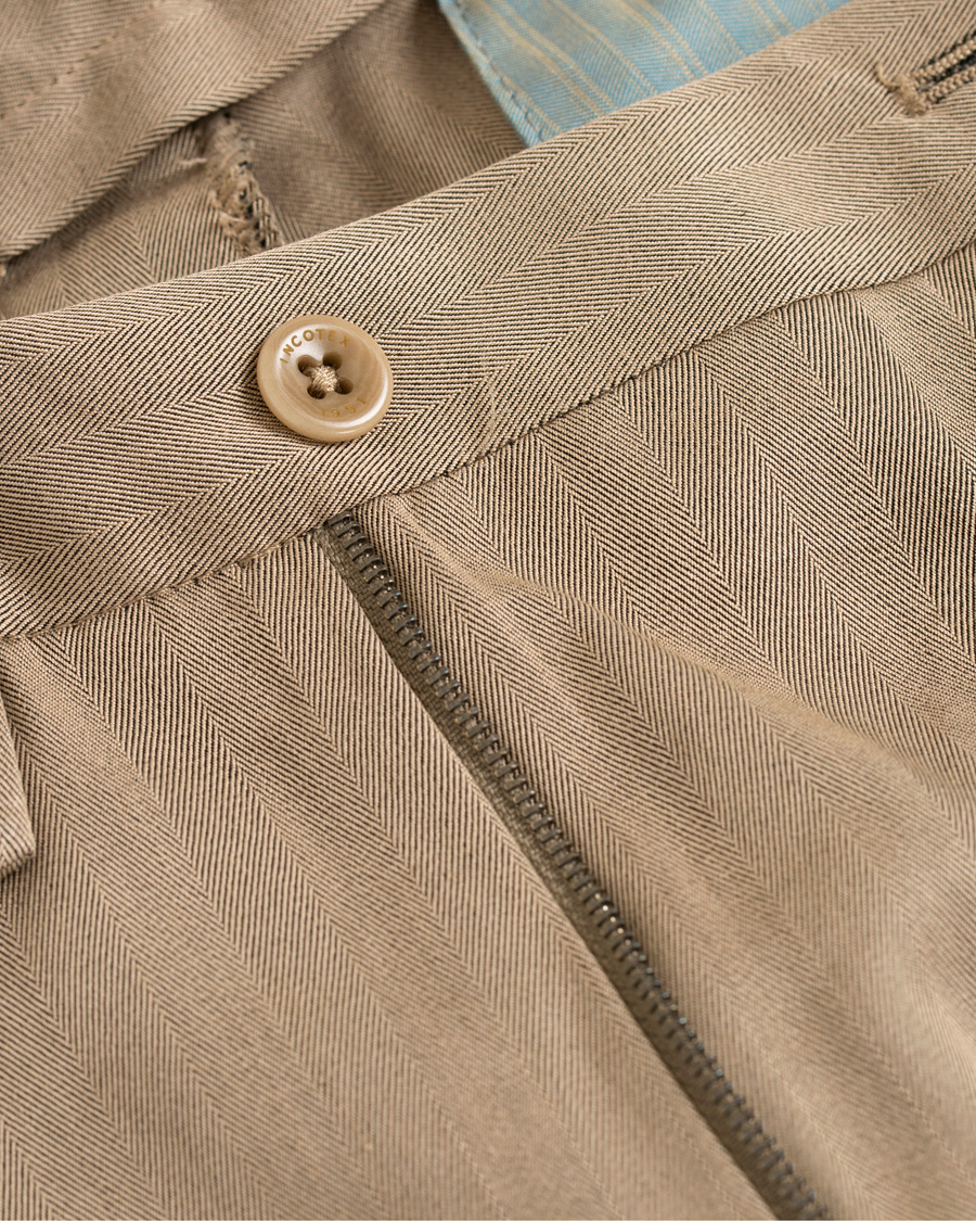 Herr | Byxor | Incotex | Solaro High Waist Side Adjuster Pleated Chino Tobacco