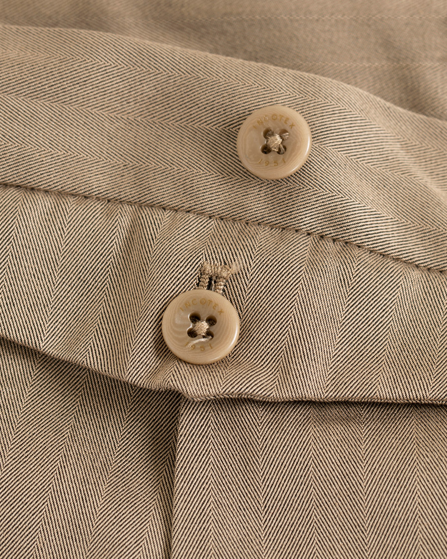 Herr | Byxor | Incotex | Solaro High Waist Side Adjuster Pleated Chino Tobacco