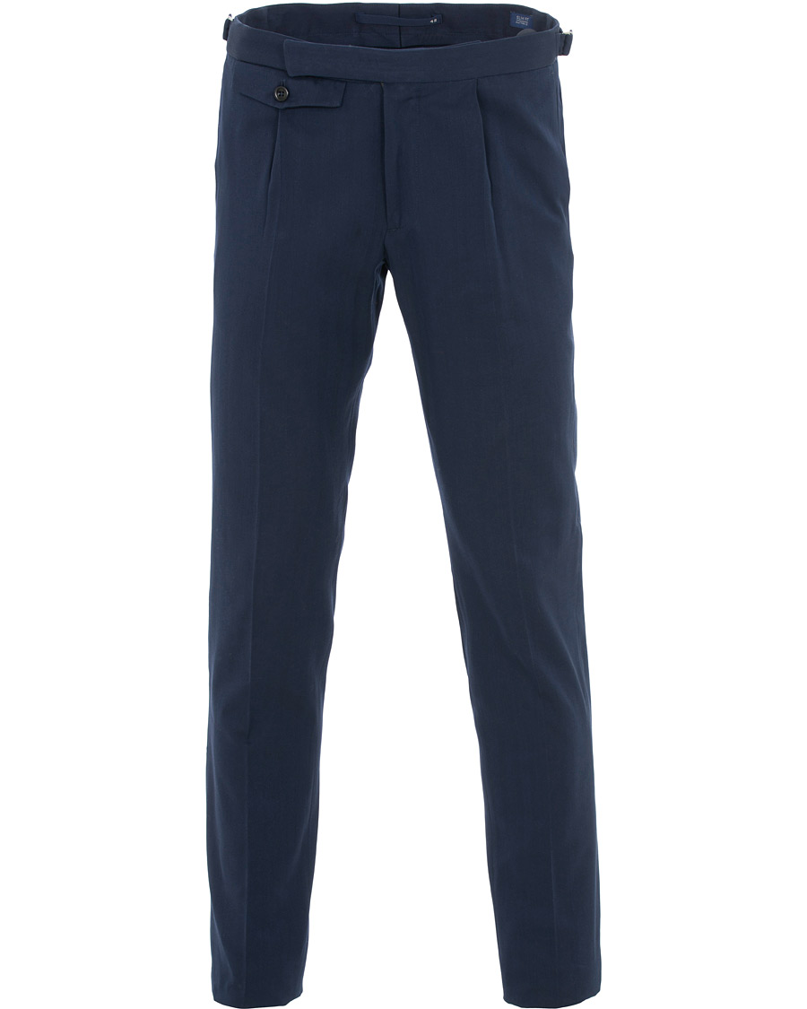 Herr | Byxor | Incotex | Solaro High Waist Side Adjuster Pleated Chino Dark Blue