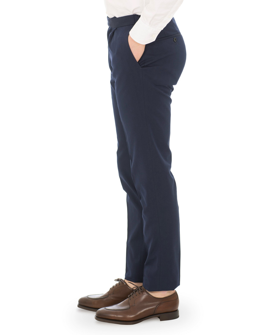 Herr | Byxor | Incotex | Solaro High Waist Side Adjuster Pleated Chino Dark Blue