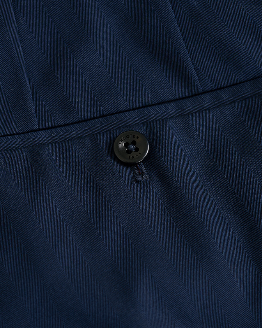 Herr | Byxor | Incotex | Solaro High Waist Side Adjuster Pleated Chino Dark Blue