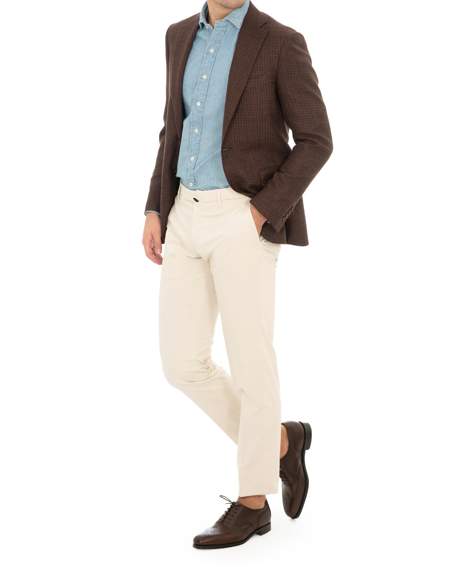 Herr | Byxor | Incotex | Slim Fit Stretch Chinos Off White