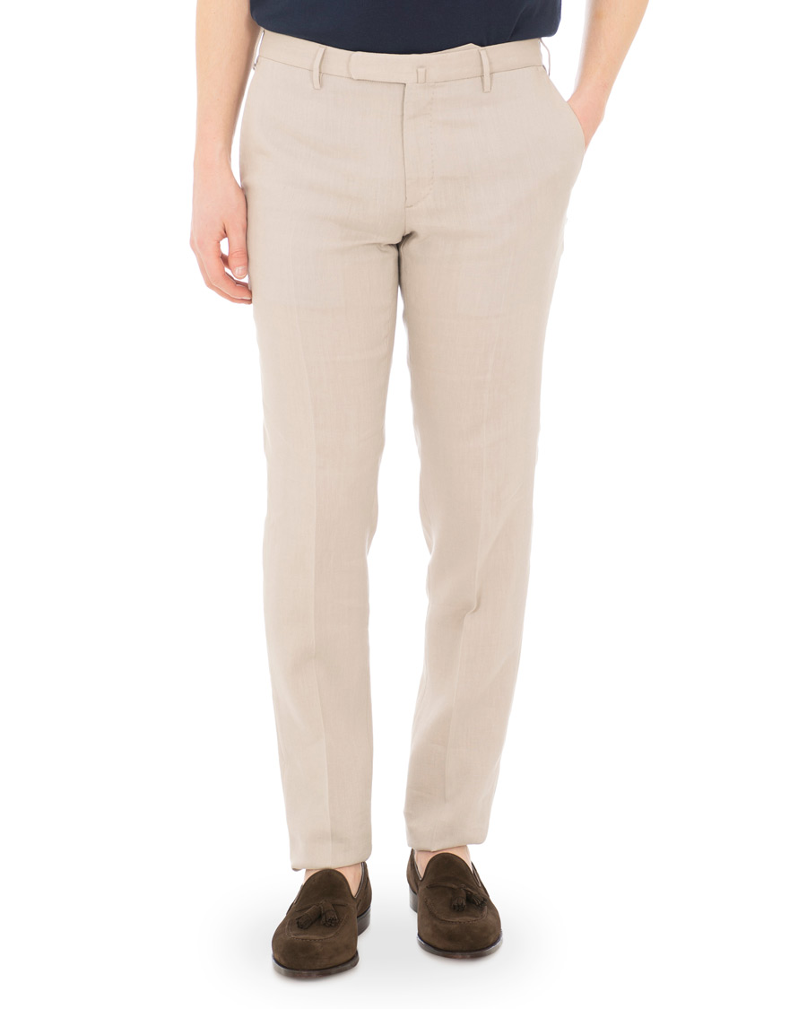 Herr | Byxor | Incotex | Slim Fit Linen Natural Stretch Trousers Beige