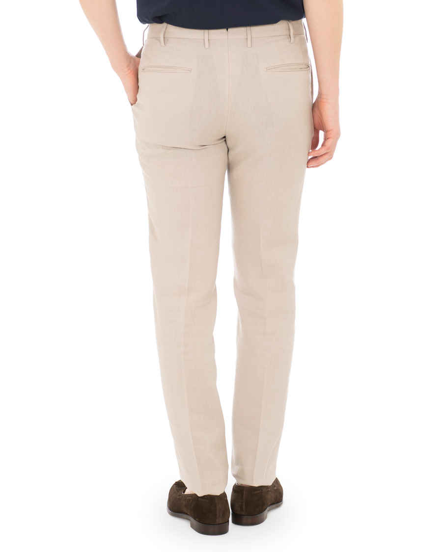 Herr | Byxor | Incotex | Slim Fit Linen Natural Stretch Trousers Beige