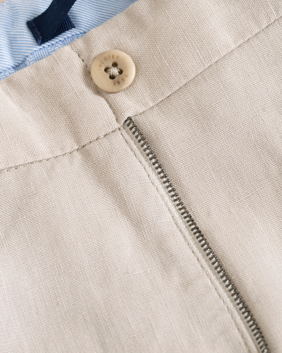 Herr | Byxor | Incotex | Slim Fit Linen Natural Stretch Trousers Beige