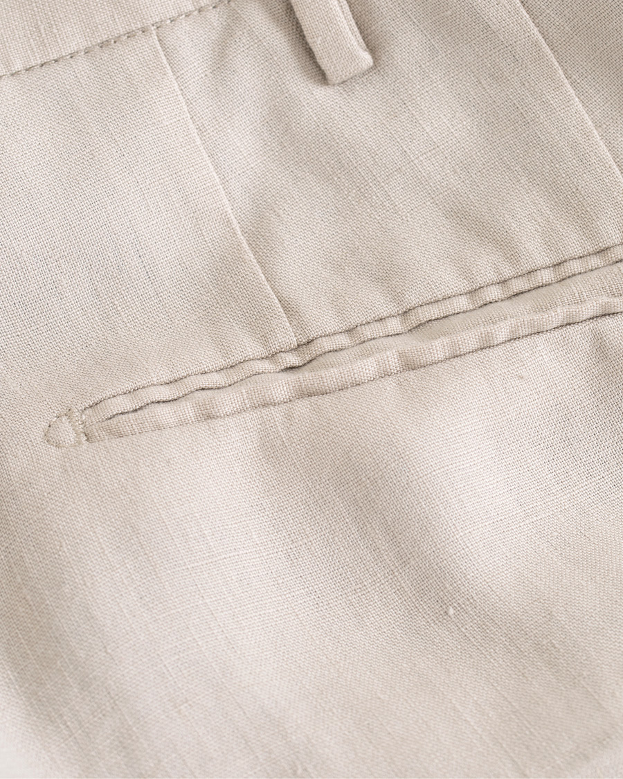 Herr | Byxor | Incotex | Slim Fit Linen Natural Stretch Trousers Beige