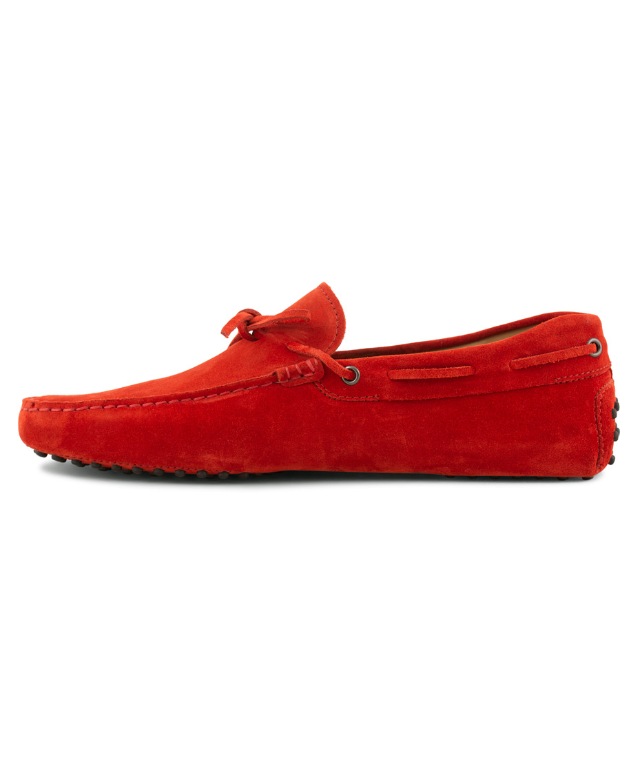 Herr | Tod's Laccetto Gommino Carshoe Red Suede | Tod's | Laccetto Gommino Carshoe Red Suede