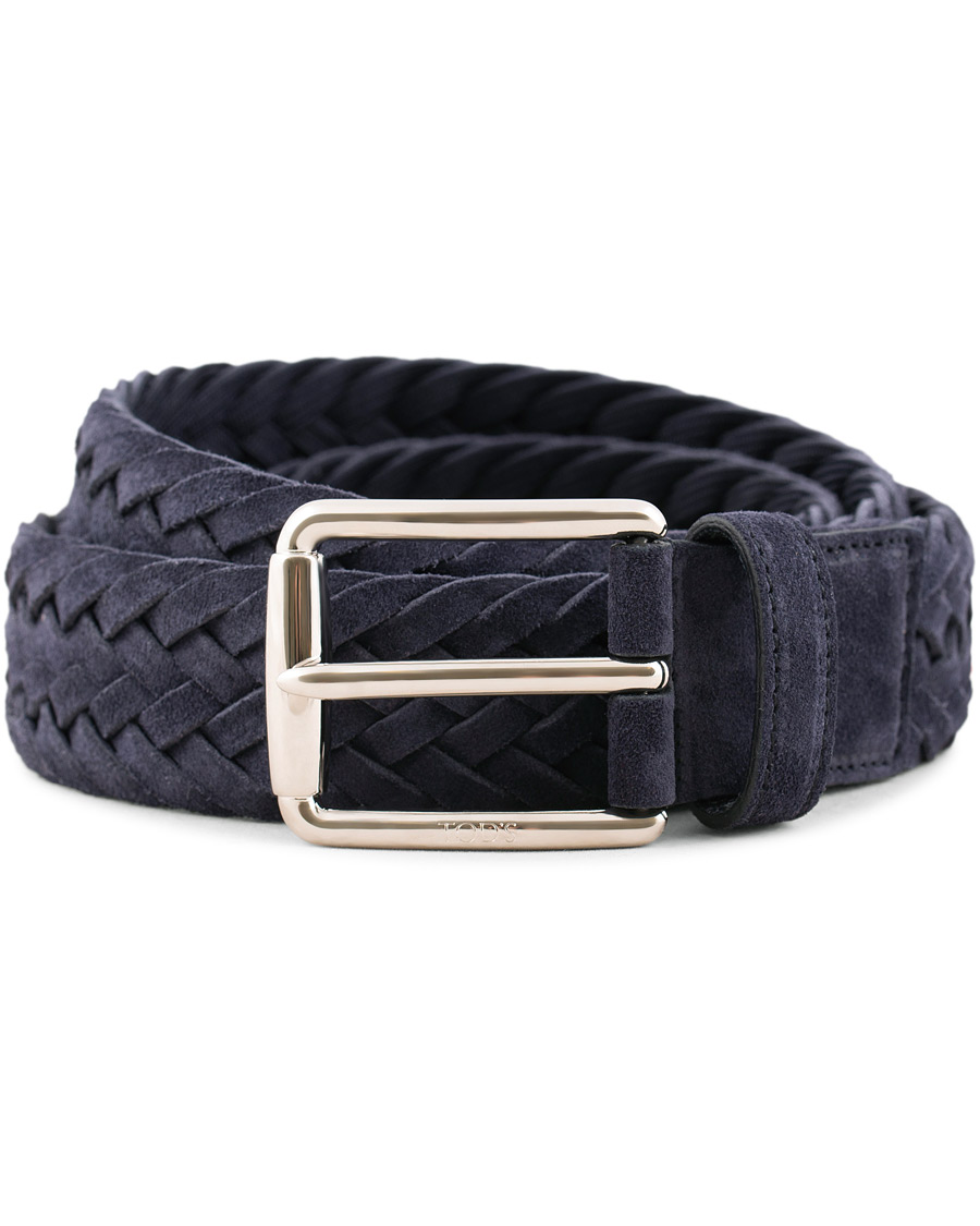 Herr | Tod's Intreccio Woven Belt Midnight Blue Suede | Tod's | Intreccio Woven Belt Midnight Blue Suede