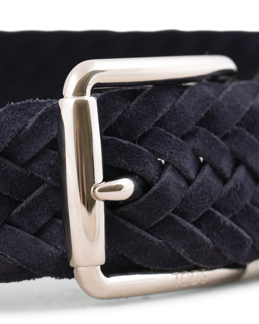 Herr | Tod's Intreccio Woven Belt Midnight Blue Suede | Tod's | Intreccio Woven Belt Midnight Blue Suede
