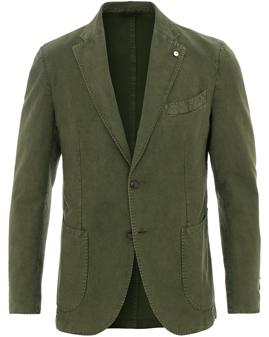 Herr | Kavajer | L.B.M. 1911 | Jack Regular Fit Linen Blazer Military Green