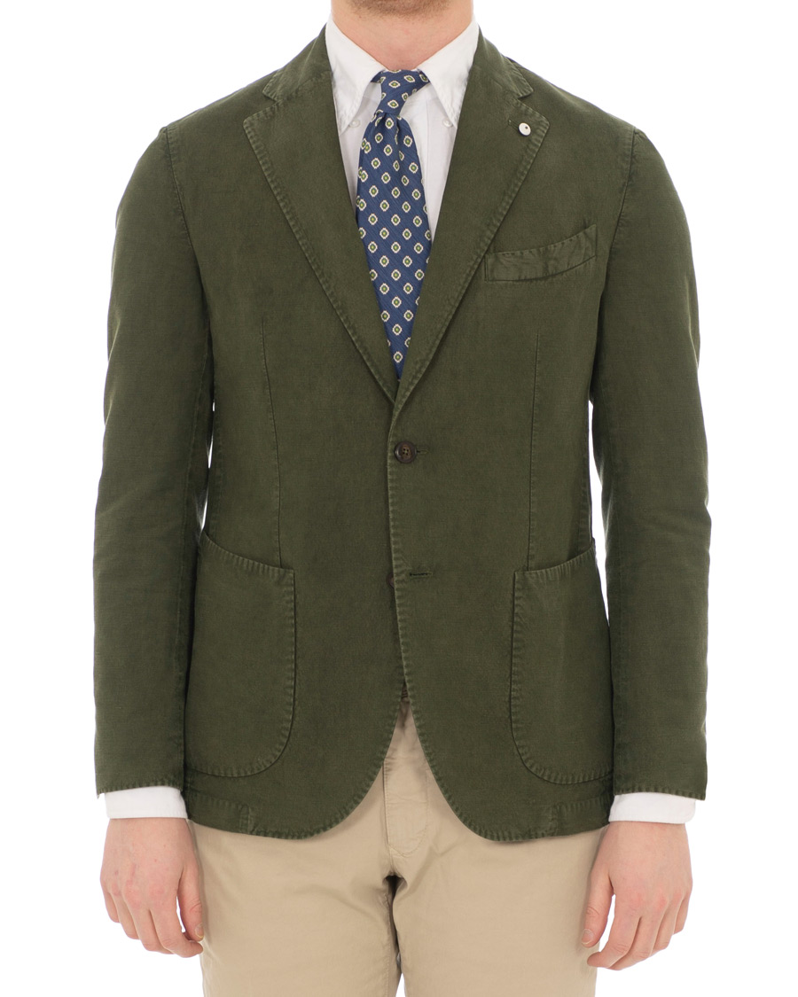 Herr | Kavajer | L.B.M. 1911 | Jack Regular Fit Linen Blazer Military Green