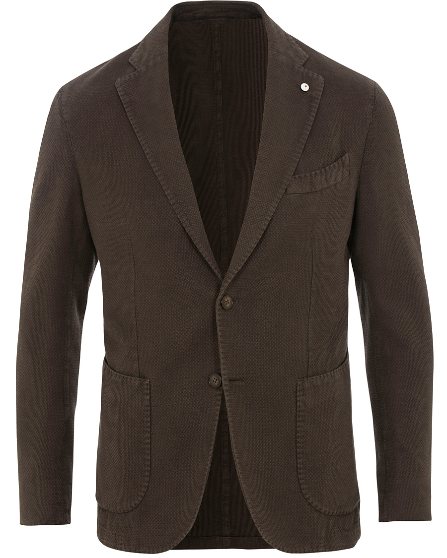 Herr | Kavajer | L.B.M. 1911 | Jack Regular Fit Structured Linen Blazer Dark Brown