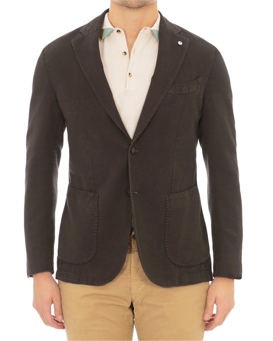 Herr | Kavajer | L.B.M. 1911 | Jack Regular Fit Structured Linen Blazer Dark Brown