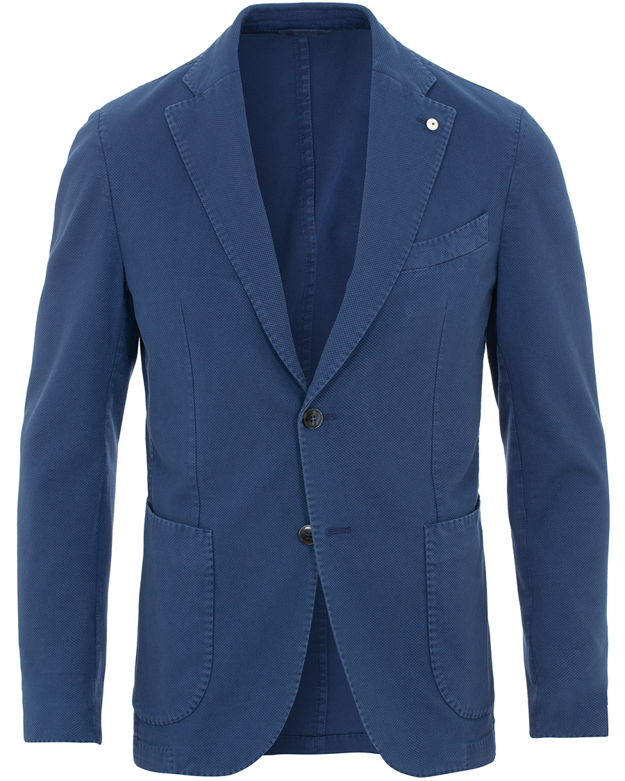 Herr | Kavajer | L.B.M. 1911 | Jack Slim Fit Cotton Stretch Structured Blazer Dark Blue