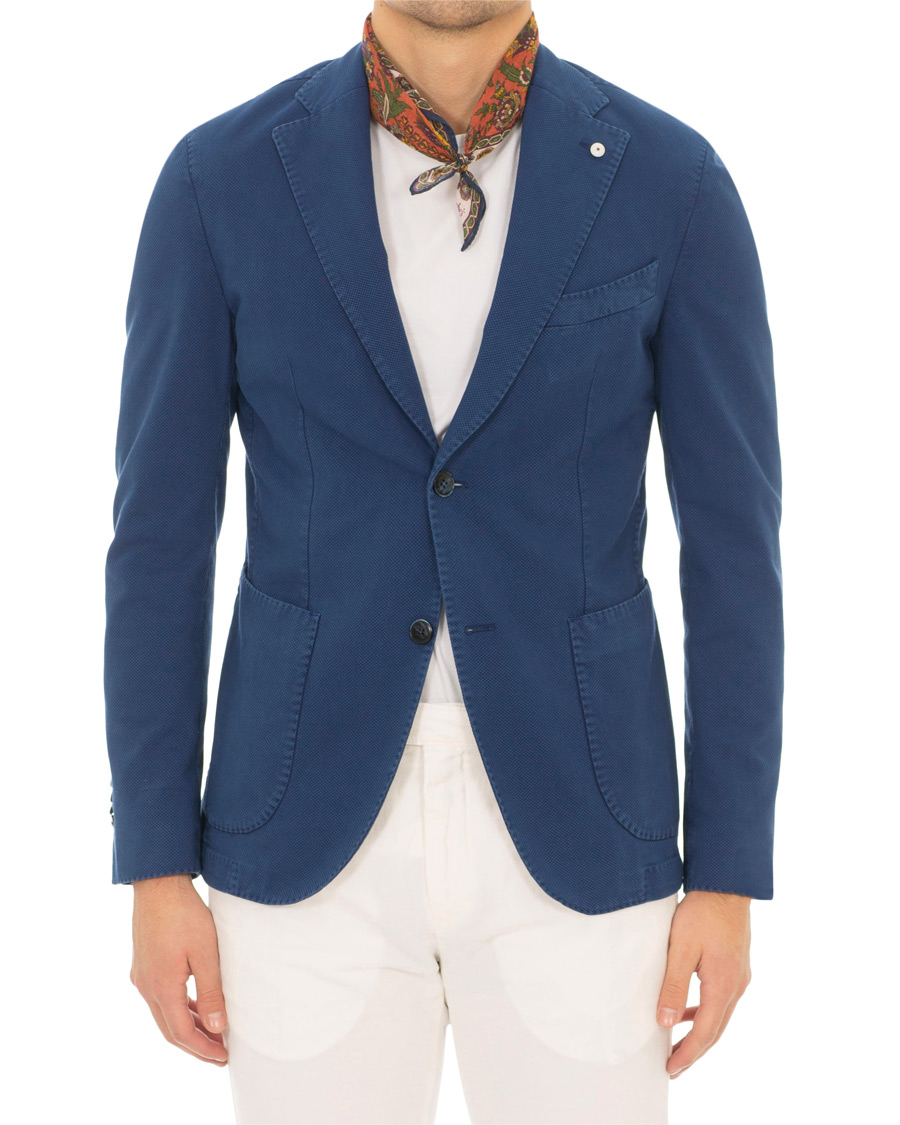 Herr | Kavajer | L.B.M. 1911 | Jack Slim Fit Cotton Stretch Structured Blazer Dark Blue