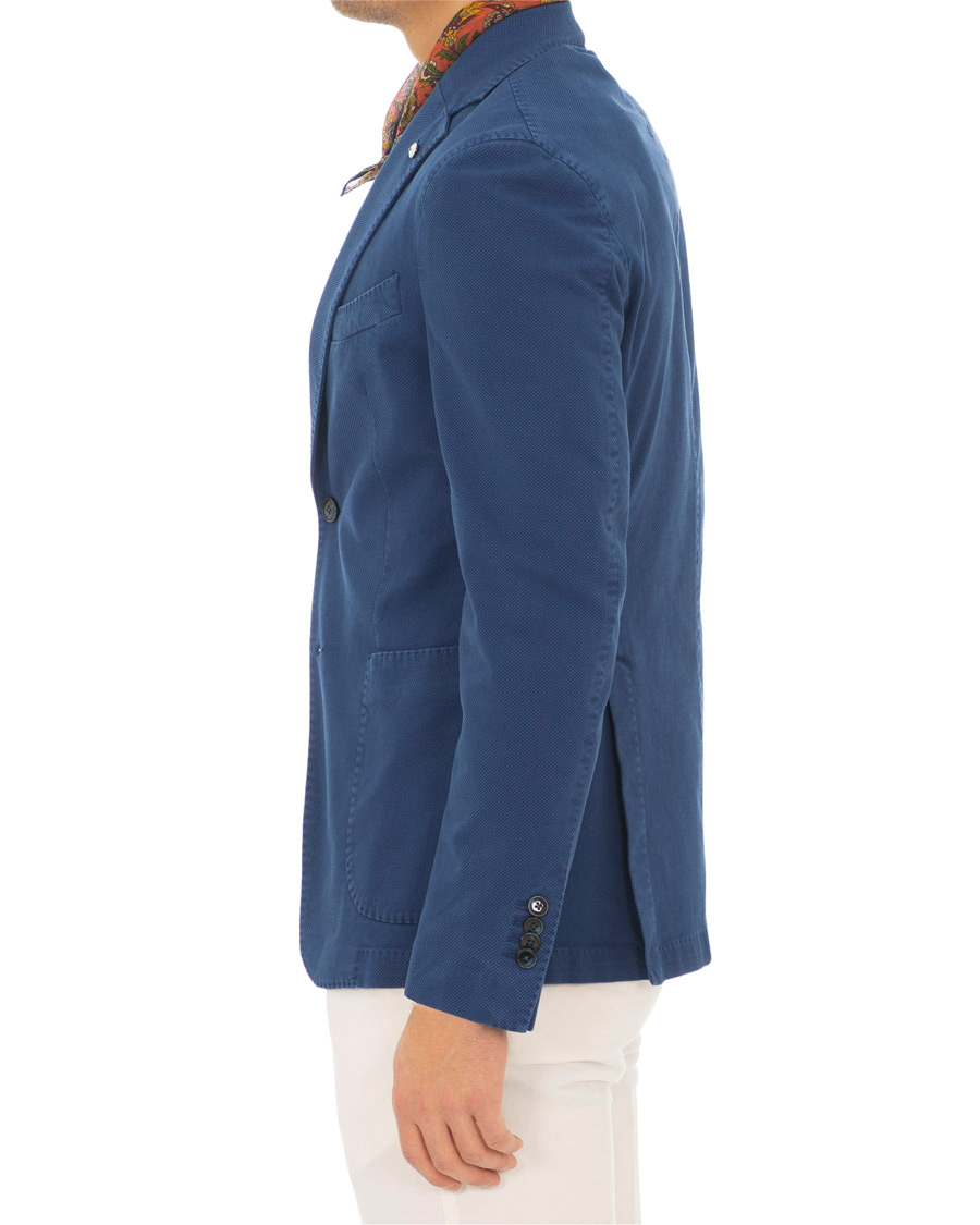Herr | Kavajer | L.B.M. 1911 | Jack Slim Fit Cotton Stretch Structured Blazer Dark Blue