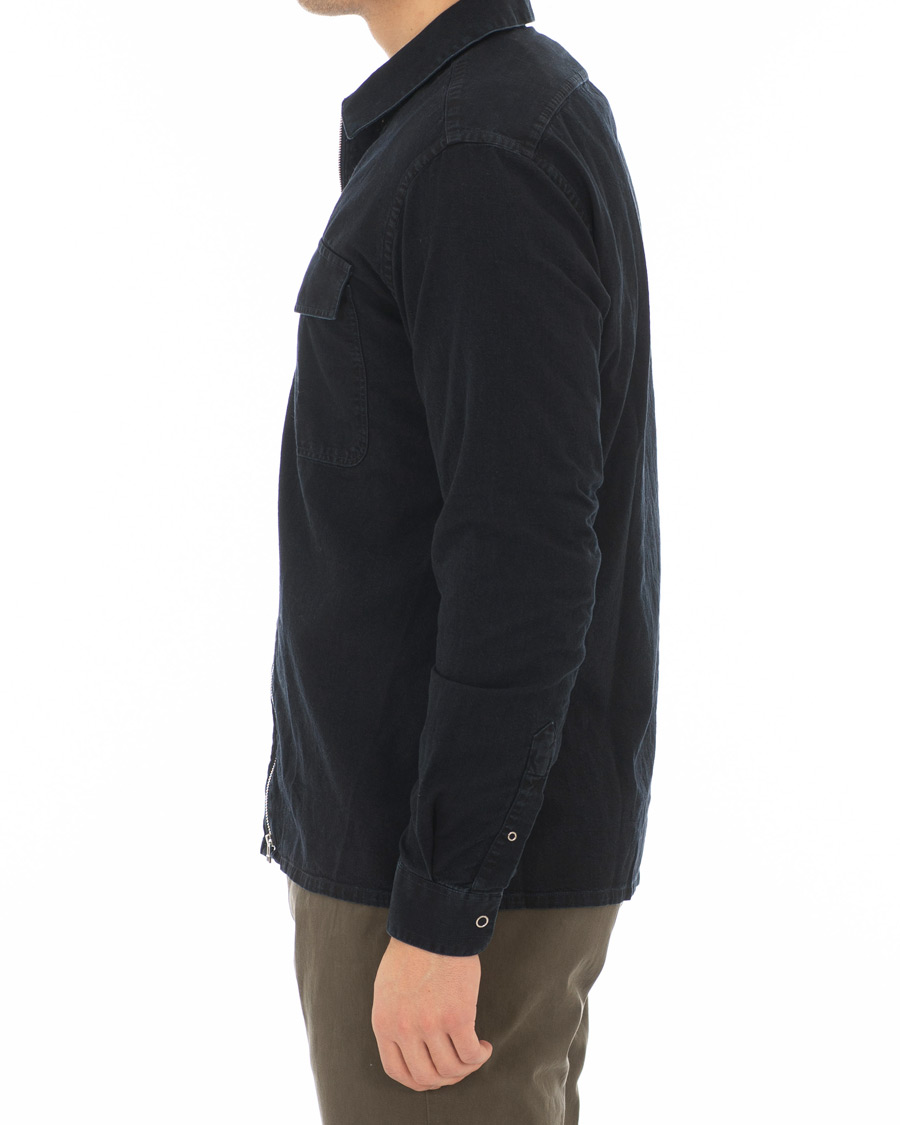 Herr | Skjortor | Schnayderman?s | Schnayderman's Cotton Shirt Zip Jacket Dark Blue