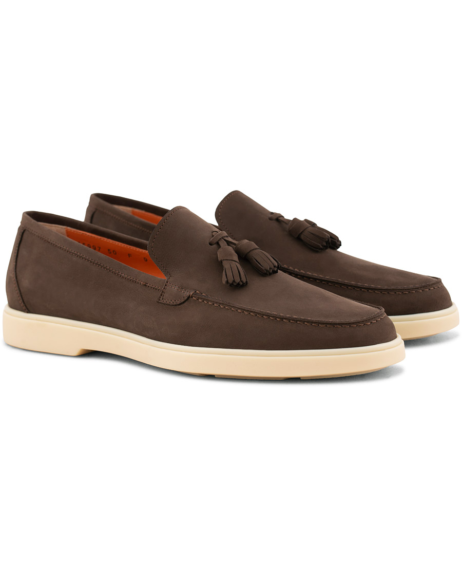 Herr | Santoni Yalta Tassel Loafer Dark Brown Nubuck | Santoni | Yalta Tassel Loafer Dark Brown Nubuck