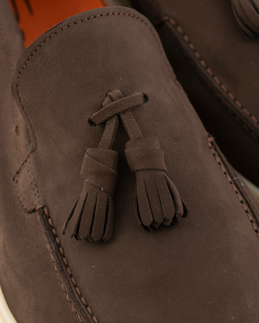 Herr | Santoni Yalta Tassel Loafer Dark Brown Nubuck | Santoni | Yalta Tassel Loafer Dark Brown Nubuck