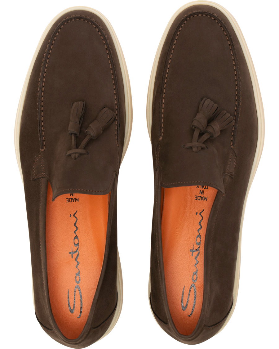 Herr | Santoni Yalta Tassel Loafer Dark Brown Nubuck | Santoni | Yalta Tassel Loafer Dark Brown Nubuck