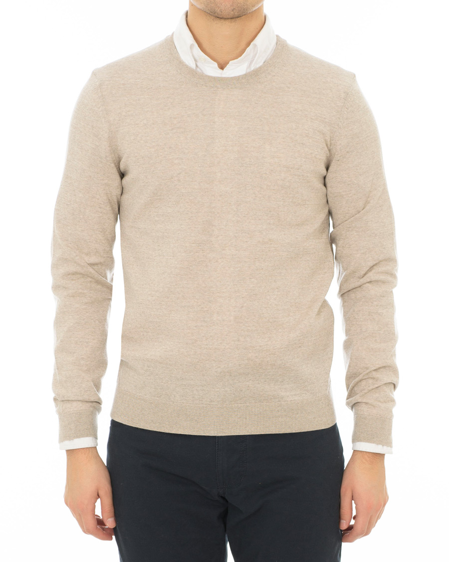 Herr | Tröjor | BOSS BLACK | BOSS Leno Merino Wool Crew Neck Pullover Beige