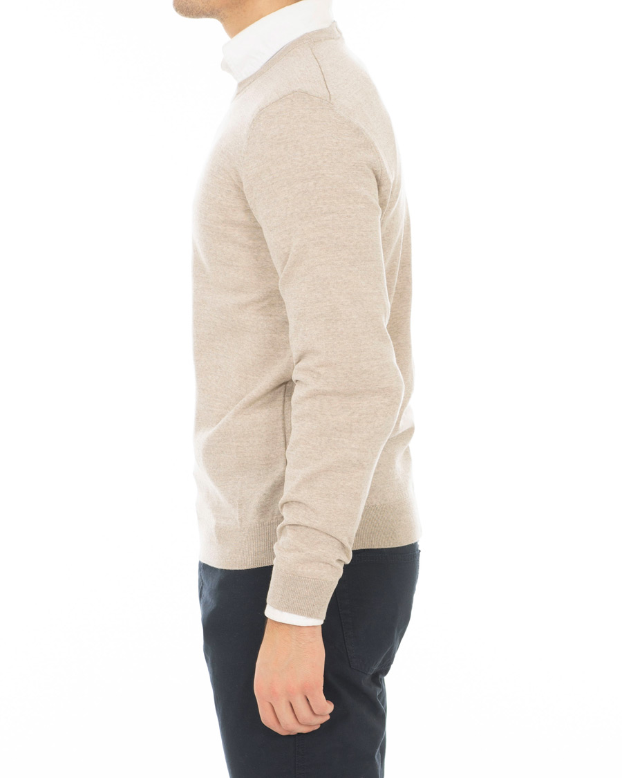 Herr | Tröjor | BOSS BLACK | BOSS Leno Merino Wool Crew Neck Pullover Beige