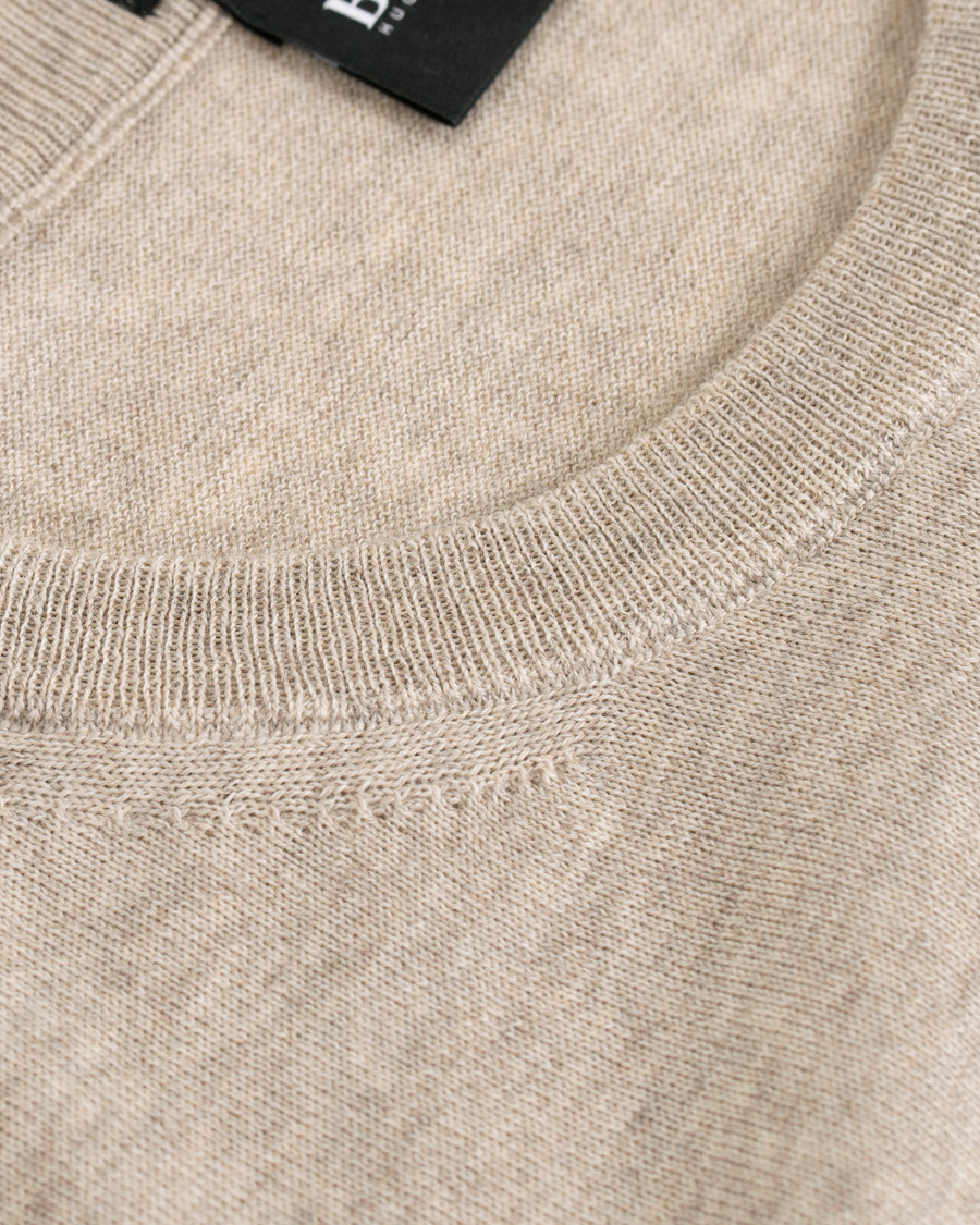 Herr | Tröjor | BOSS BLACK | BOSS Leno Merino Wool Crew Neck Pullover Beige