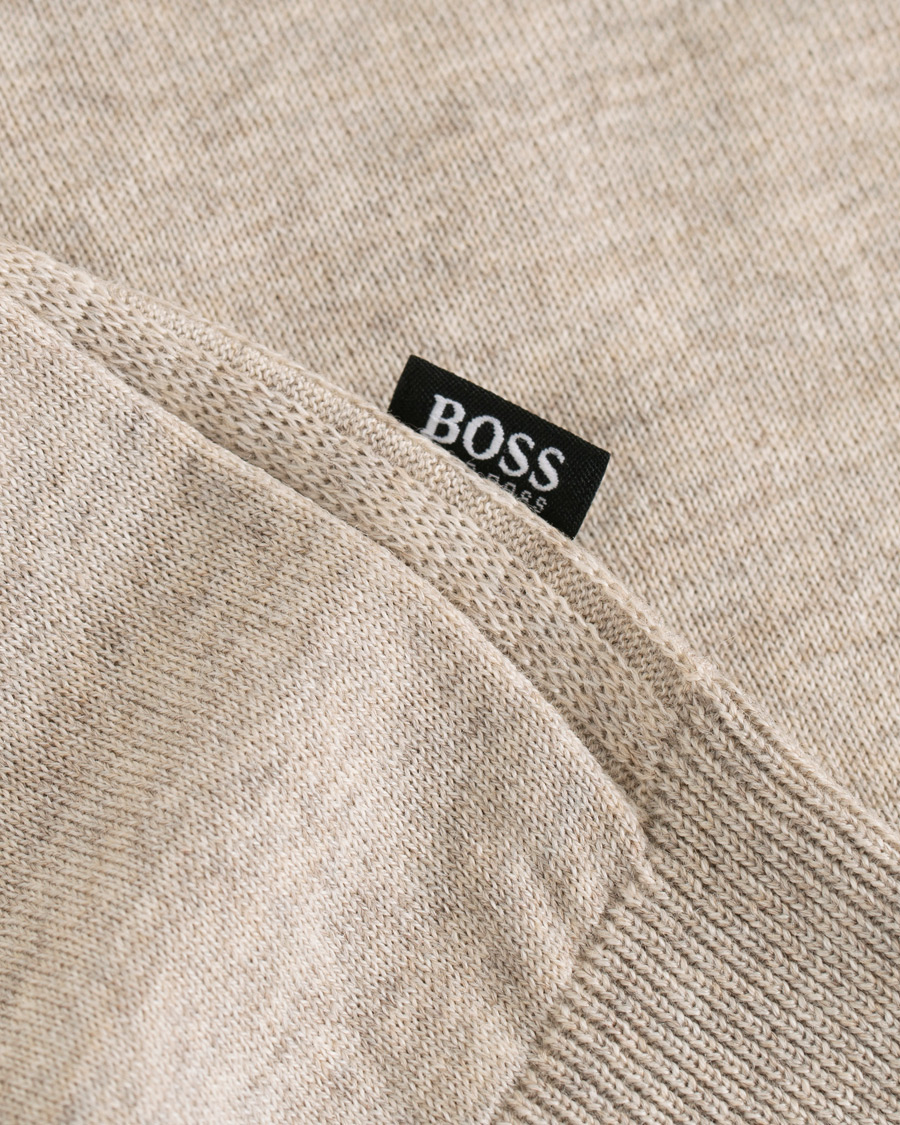 Herr | Tröjor | BOSS BLACK | BOSS Leno Merino Wool Crew Neck Pullover Beige