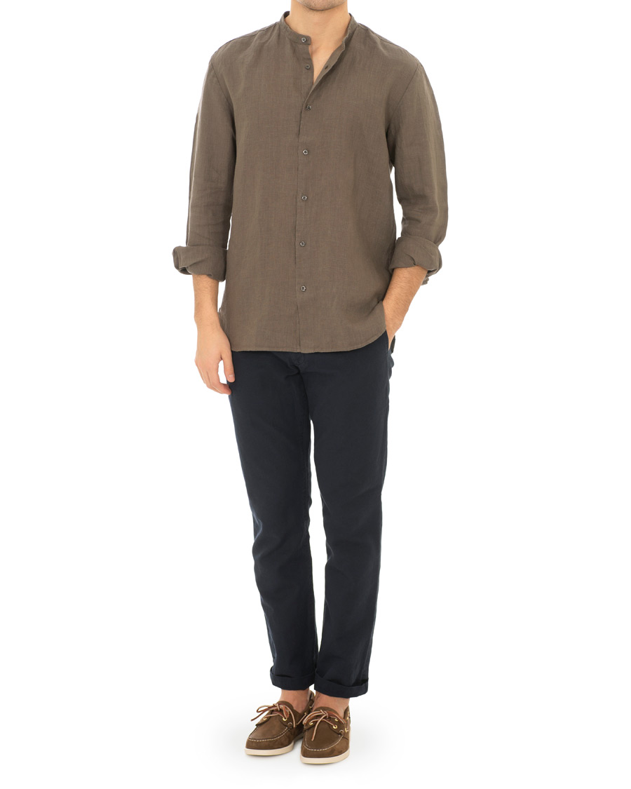 Herr | Skjortor | HUGO | Edyson Grandad Collar Shirt Medium Brown