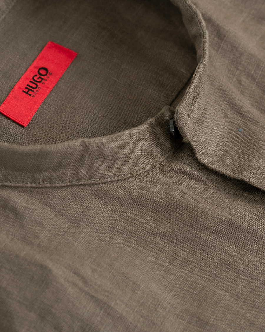Herr | Skjortor | HUGO | Edyson Grandad Collar Shirt Medium Brown