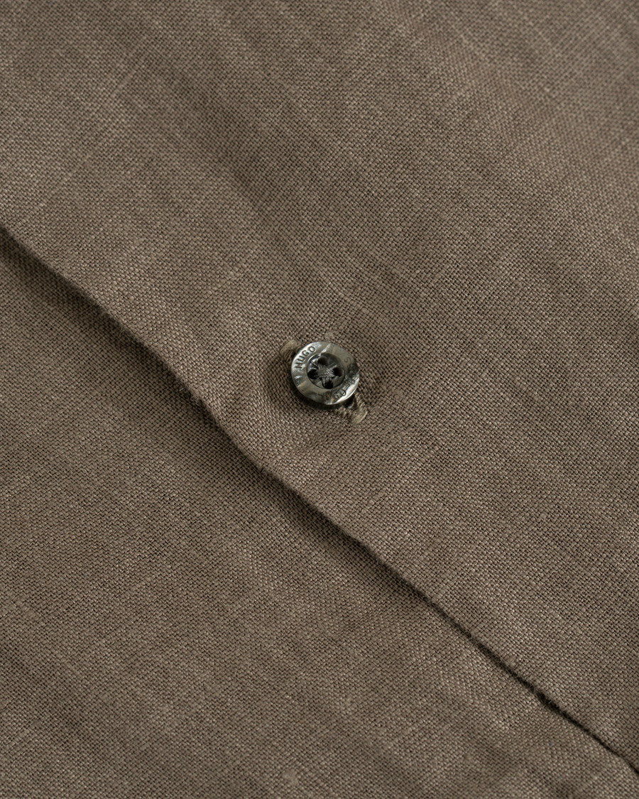 Herr | Skjortor | HUGO | Edyson Grandad Collar Shirt Medium Brown
