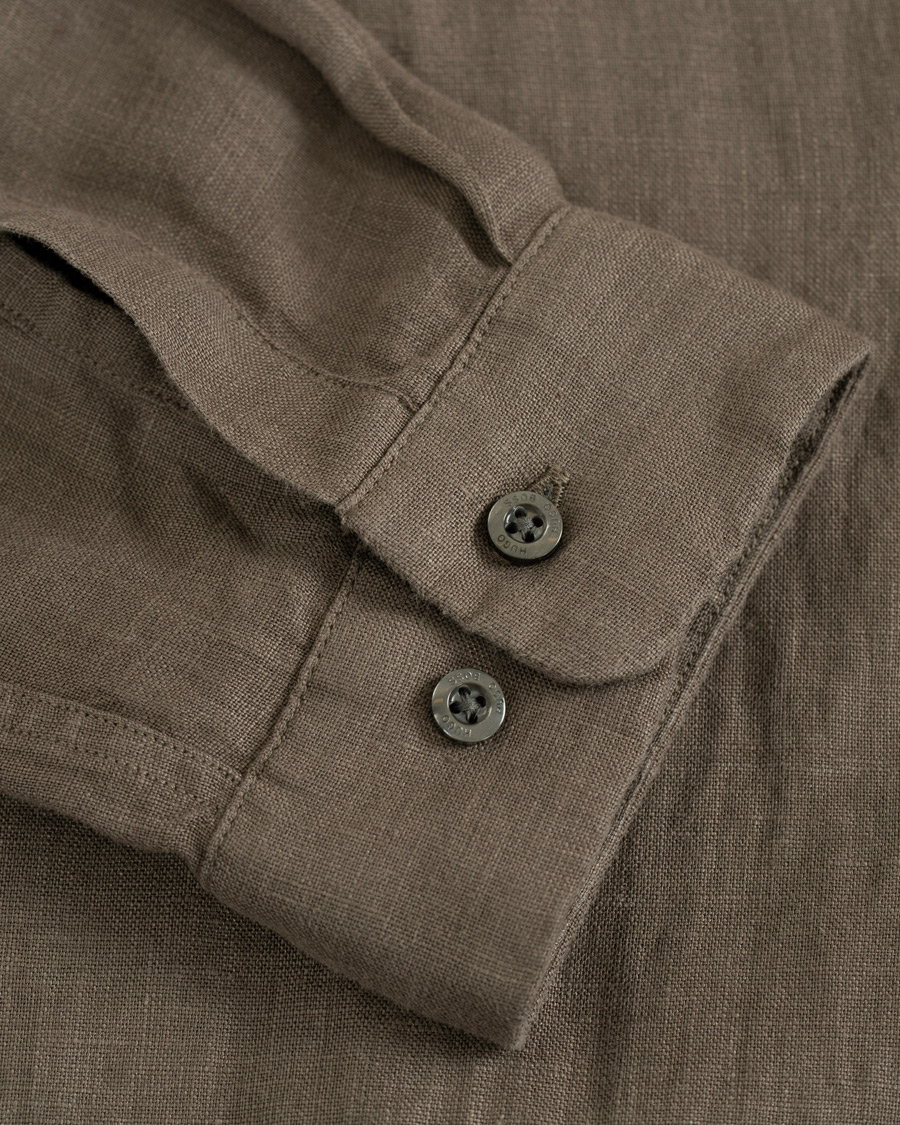 Herr | Skjortor | HUGO | Edyson Grandad Collar Shirt Medium Brown