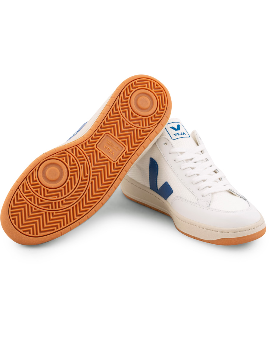 Herr | Veja V-12 Mesh Sneaker White/Indigo/Orange/Flou | Veja | V-12 Mesh Sneaker White/Indigo/Orange/Flou