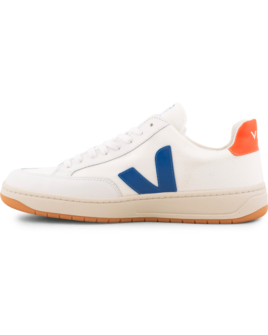 Herr | Veja V-12 Mesh Sneaker White/Indigo/Orange/Flou | Veja | V-12 Mesh Sneaker White/Indigo/Orange/Flou