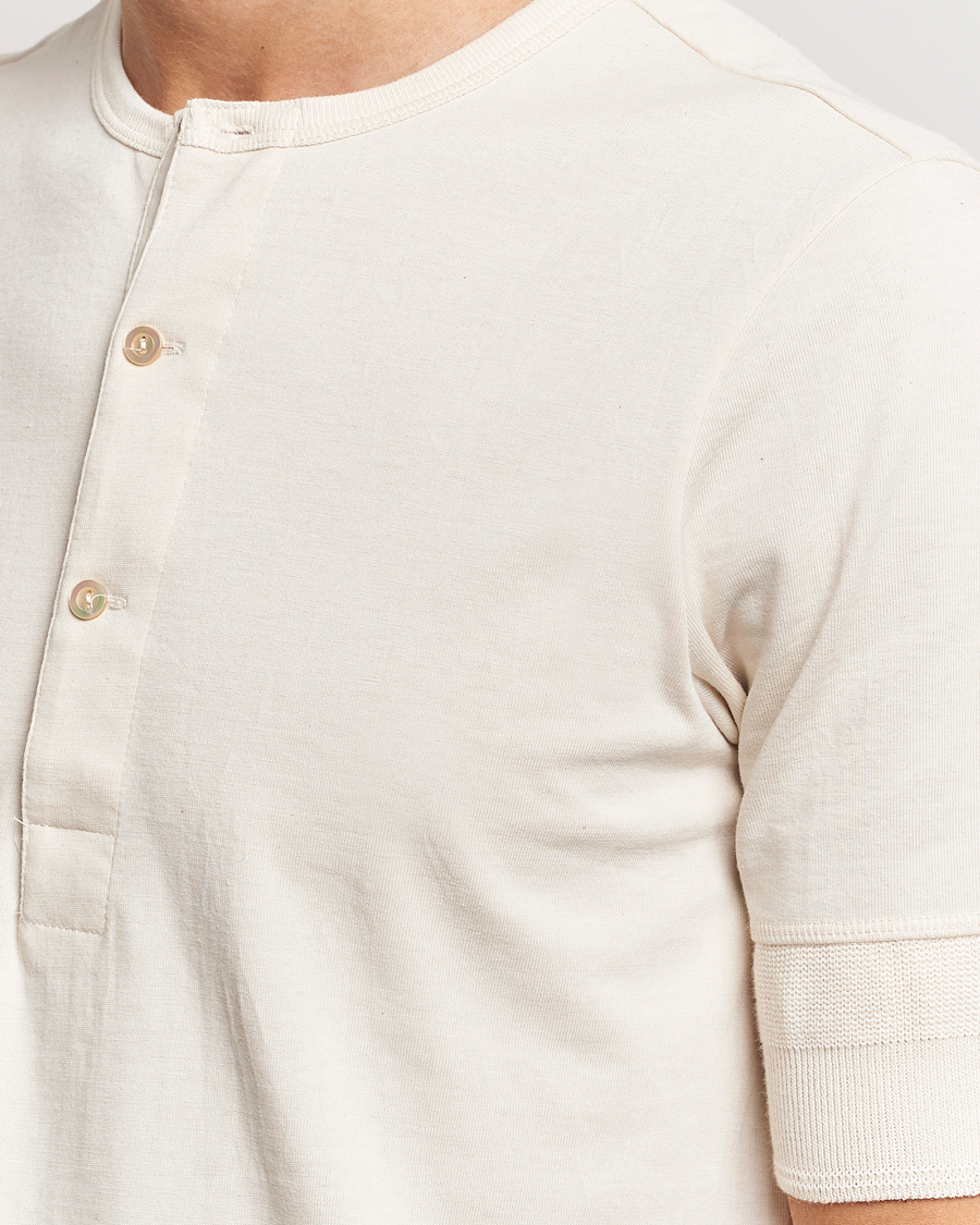 Herr | Tröjor | Merz b. Schwanen | Short Sleeve Organic Cotton Henley Nature