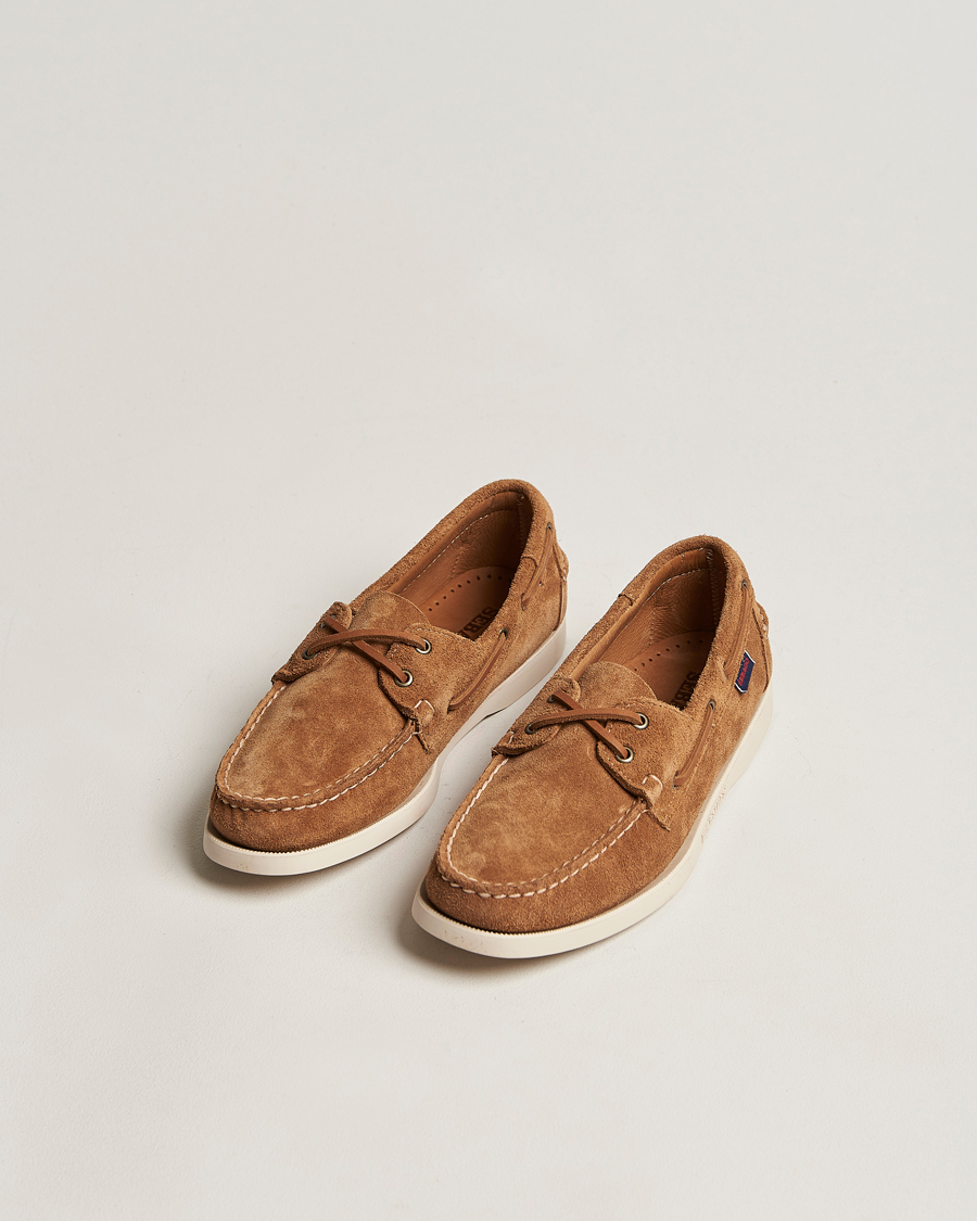 Herr | Skor | Sebago | Docksides Suede Boat Shoe Brown Cognac