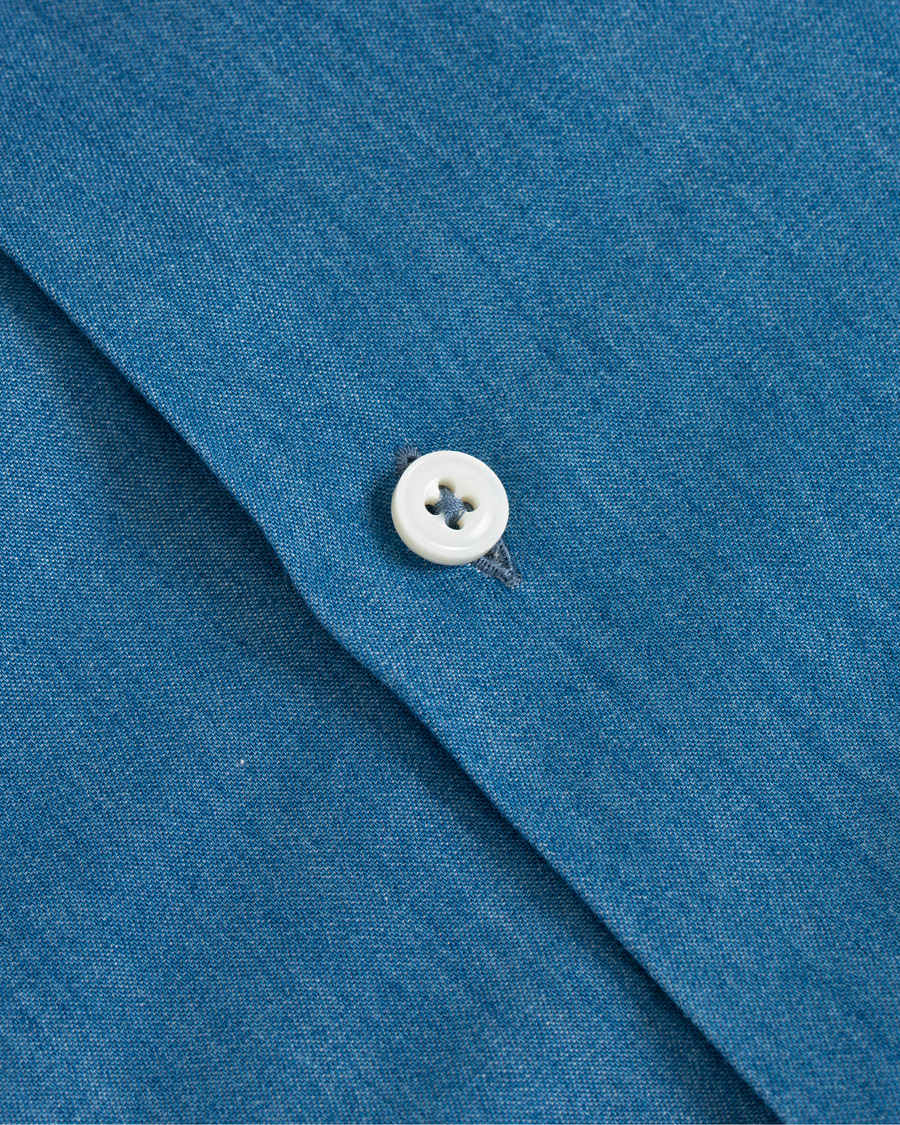 Herr | Skjortor | Berg&Berg | Francis Handmade Spread Collar Cotton Shirt Denim
