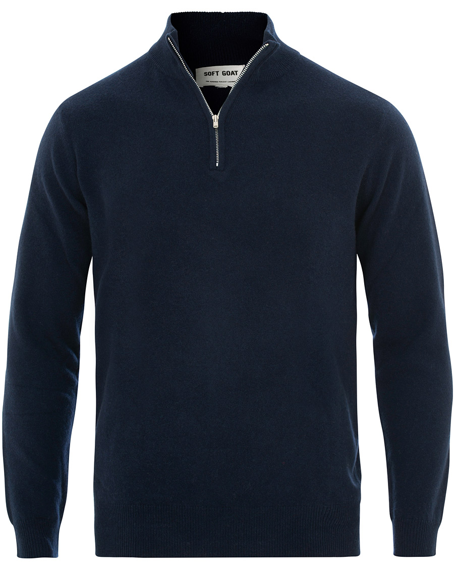 Herr | Tröjor | Soft Goat | Cashmere Half Zip Navy