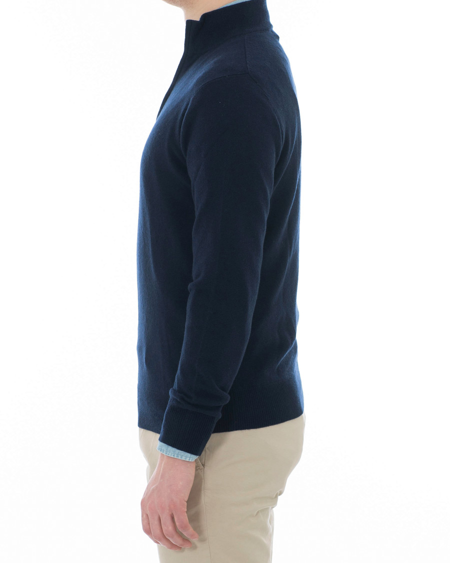 Herr | Tröjor | Soft Goat | Cashmere Half Zip Navy