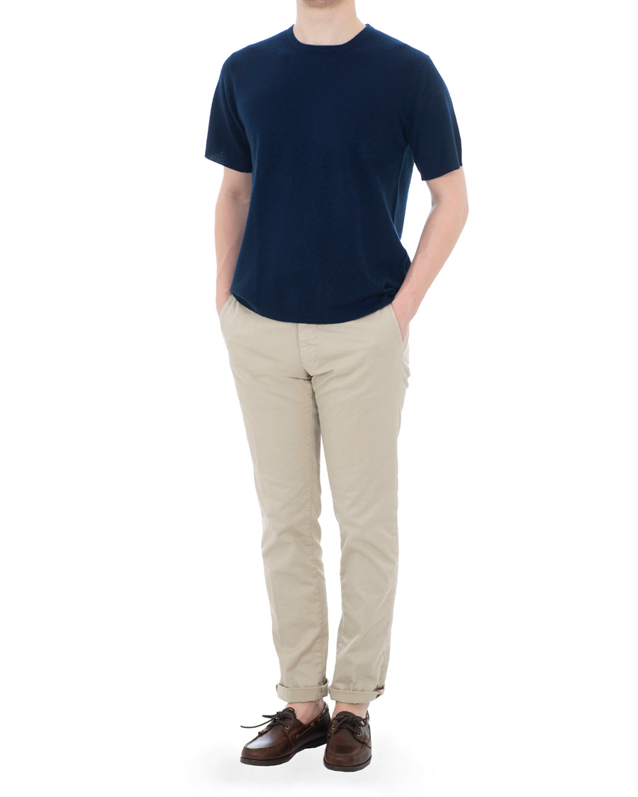 Herr | T-Shirts | Soft Goat | Cashmere T-shirt Navy