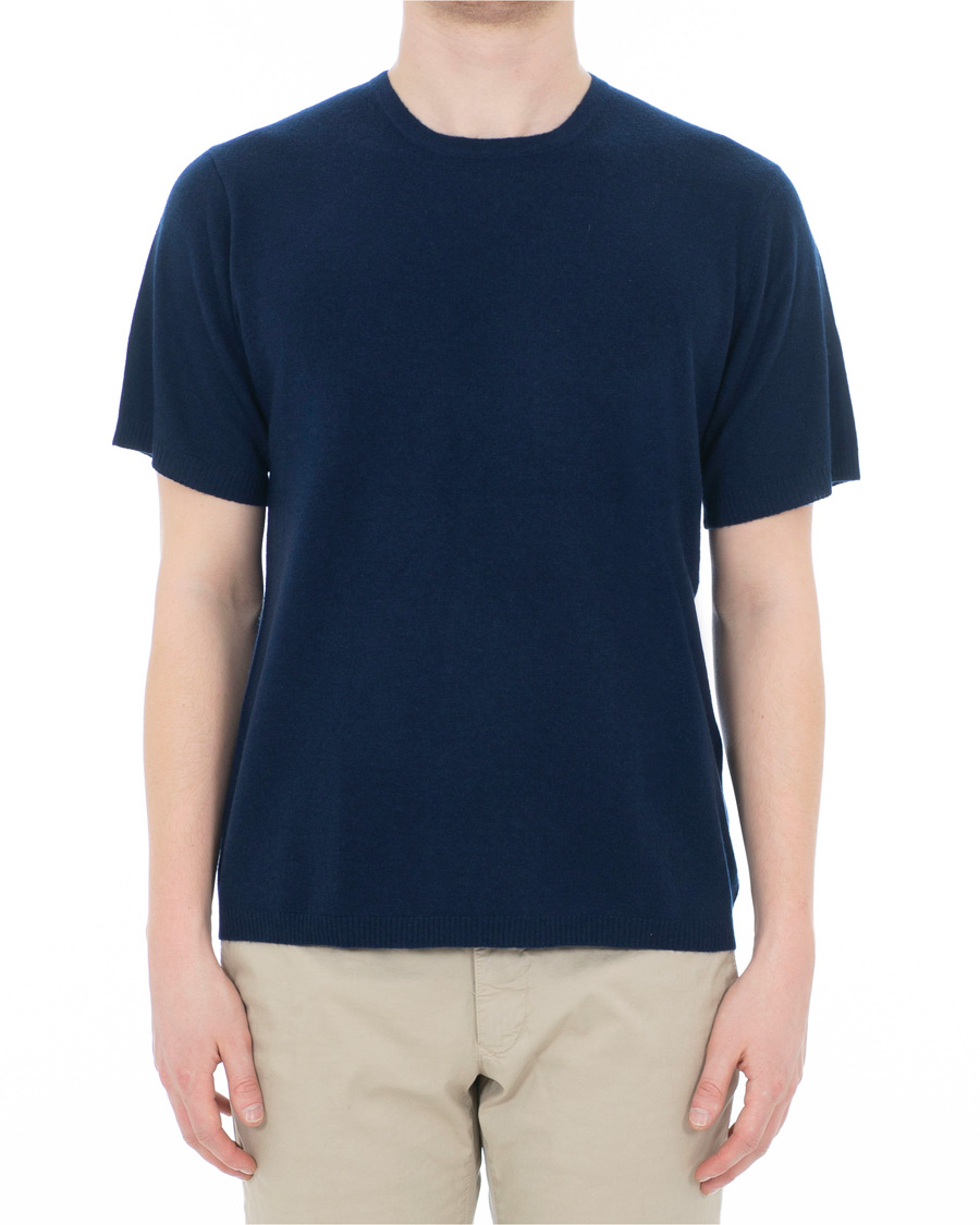 Herr | T-Shirts | Soft Goat | Cashmere T-shirt Navy