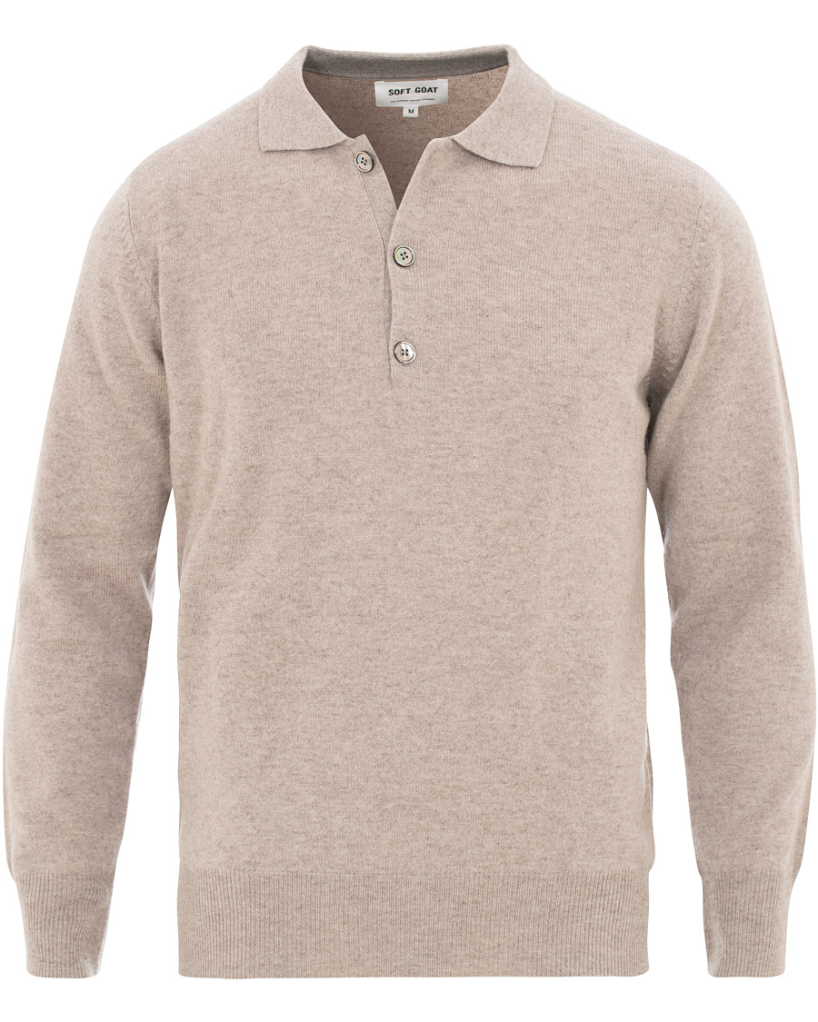 Herr | Tröjor | Soft Goat | Cashmere Collar Sweater Light Taupe