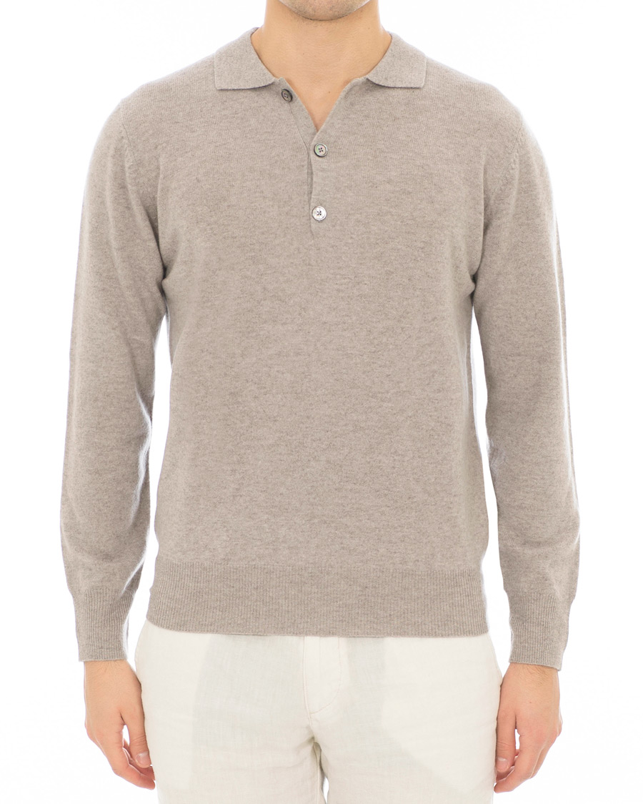 Herr | Tröjor | Soft Goat | Cashmere Collar Sweater Light Taupe